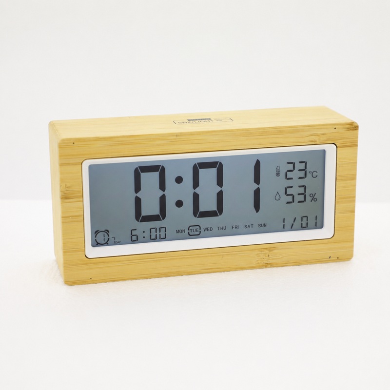 Bamboo LCD Digital Alarm Clock With Temperature Bamboo LCD Digital Alarm Clock With Temperature