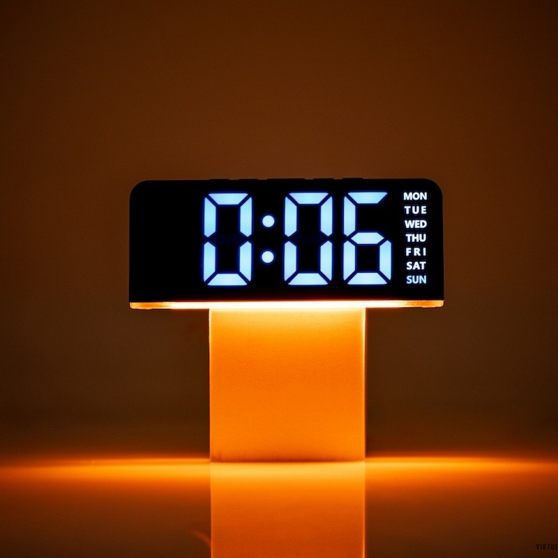 LED digital alarm clock with indoor temperature humidity display, bedside clock with warm night light